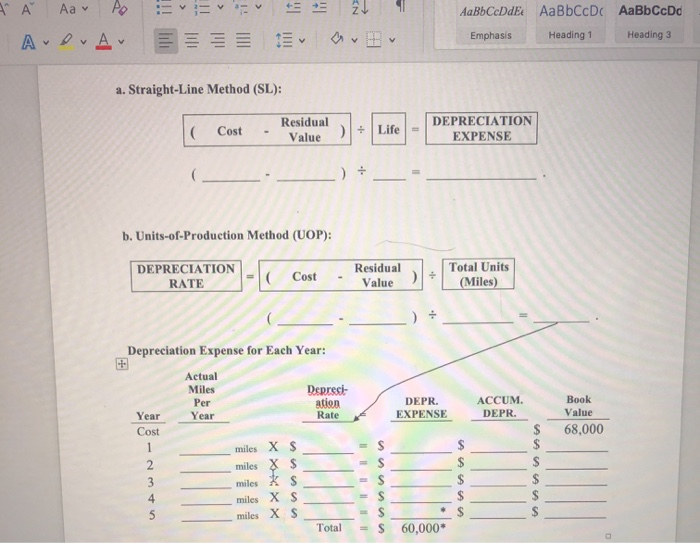 Heading 3 AD A w Head Depreciation Data: . A truck (MACHINERY