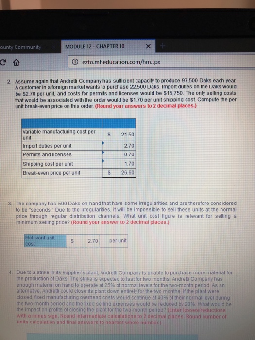 in a Variety of Situations [LO10-2, LO10-3, LO10 Andretti Company has a