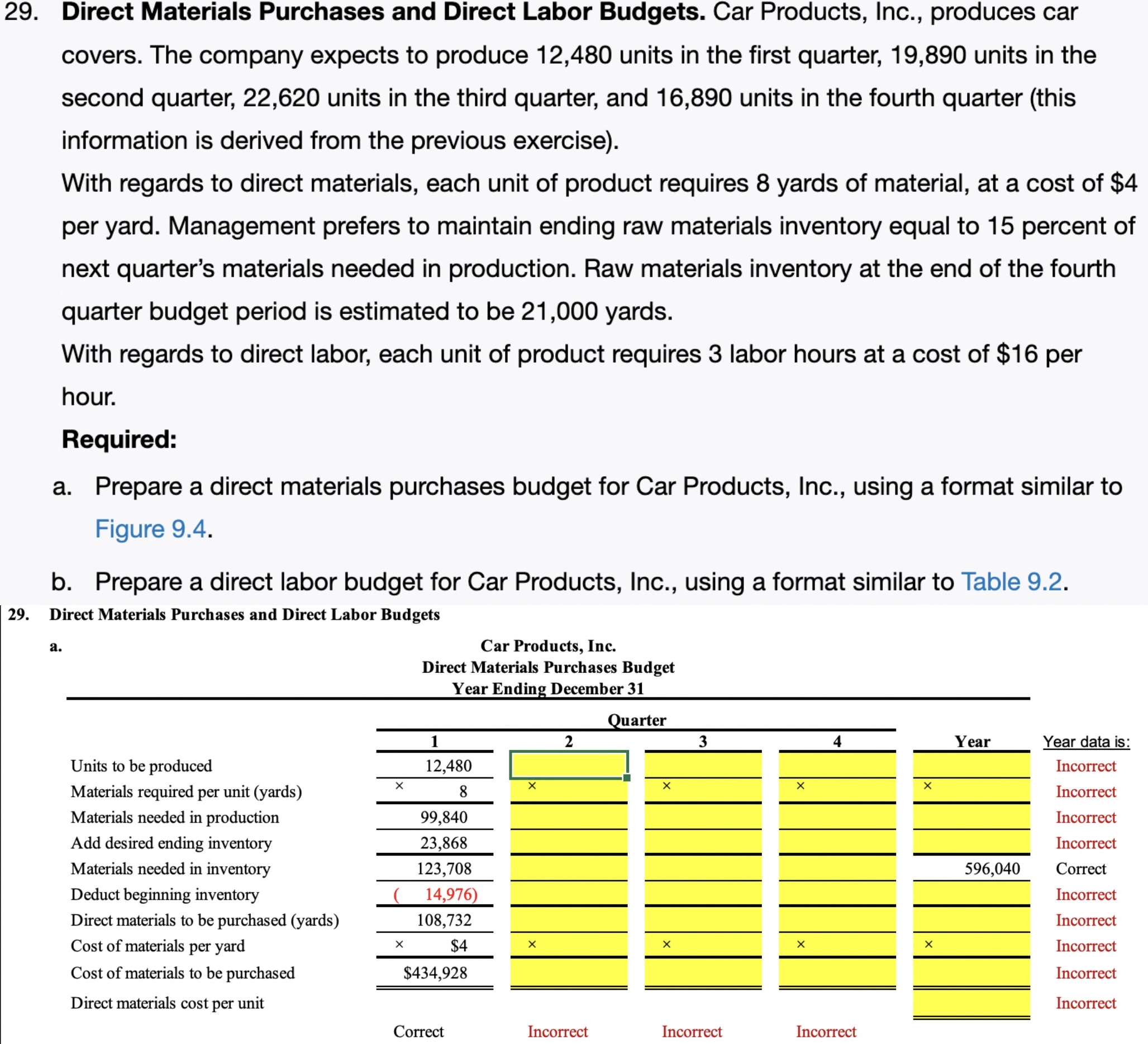  Fill in the missing data for question 29(a). 
