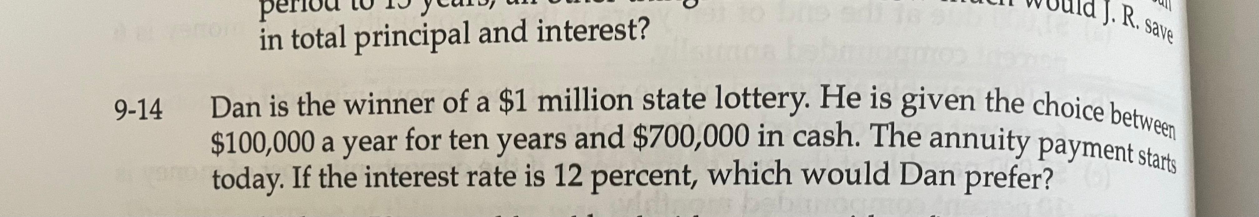 Everything is the same except '$50,000 a year for 20 years and