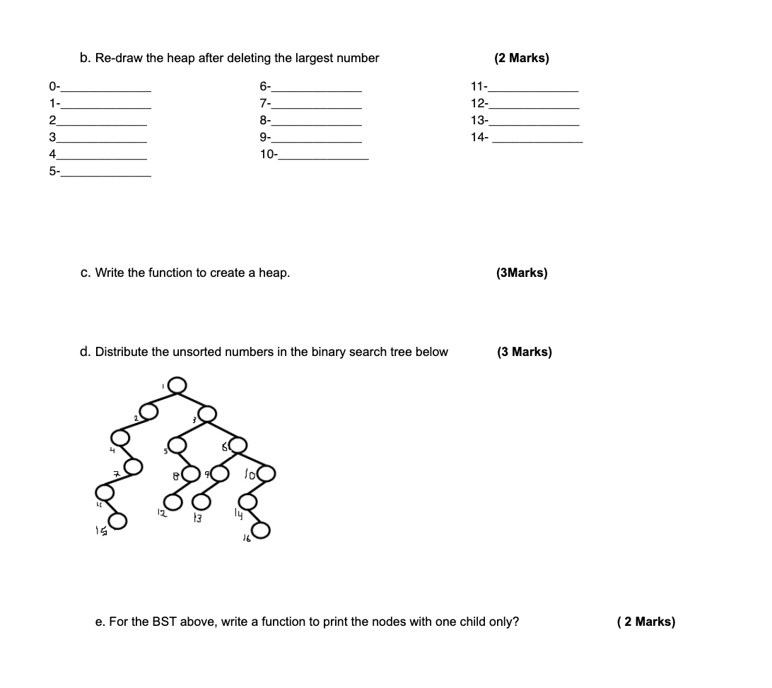 is the heap of the unsorted array? (2 Marks) D 2 3