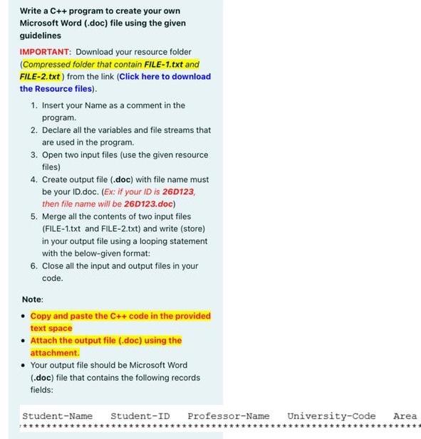  Write a C++ program to create your own Microsoft Word (.doc)