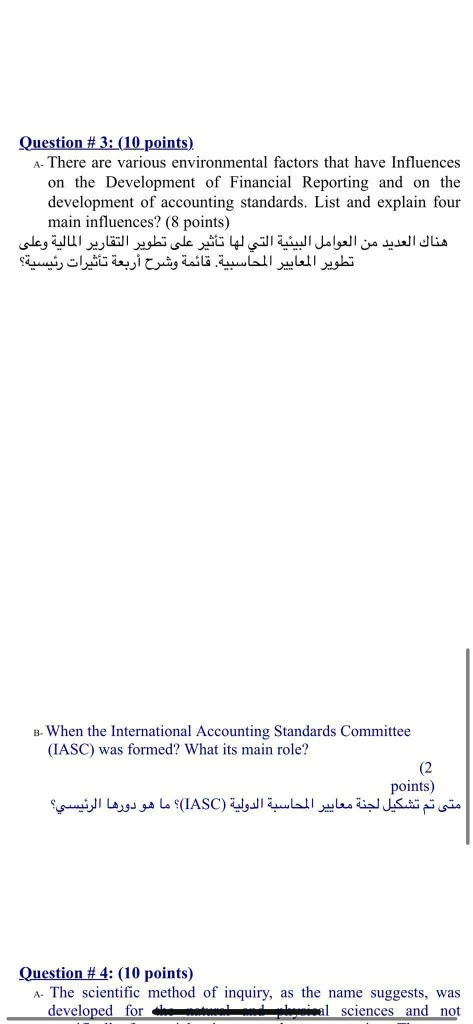  Question # 3: (10 points) A- There are various environmental factors