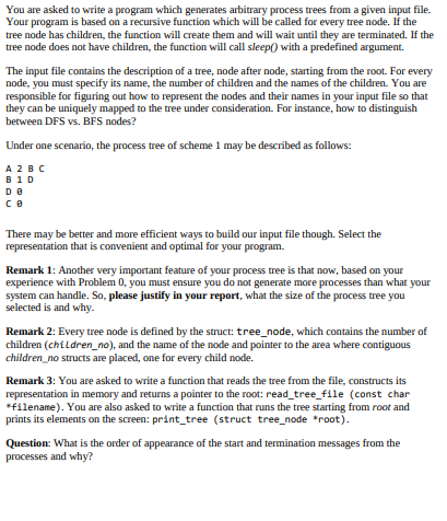  You are asked to write a program which generates arbitrary process