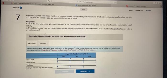  DA M Examt Help Seven 7 Espresso Express operates a number