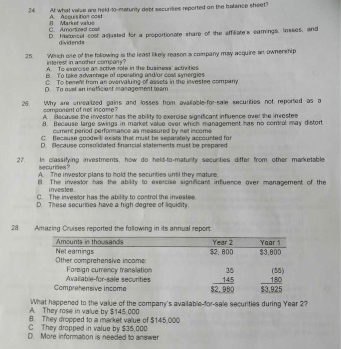  At what value are held-to-maturity debt securities reported on the balance