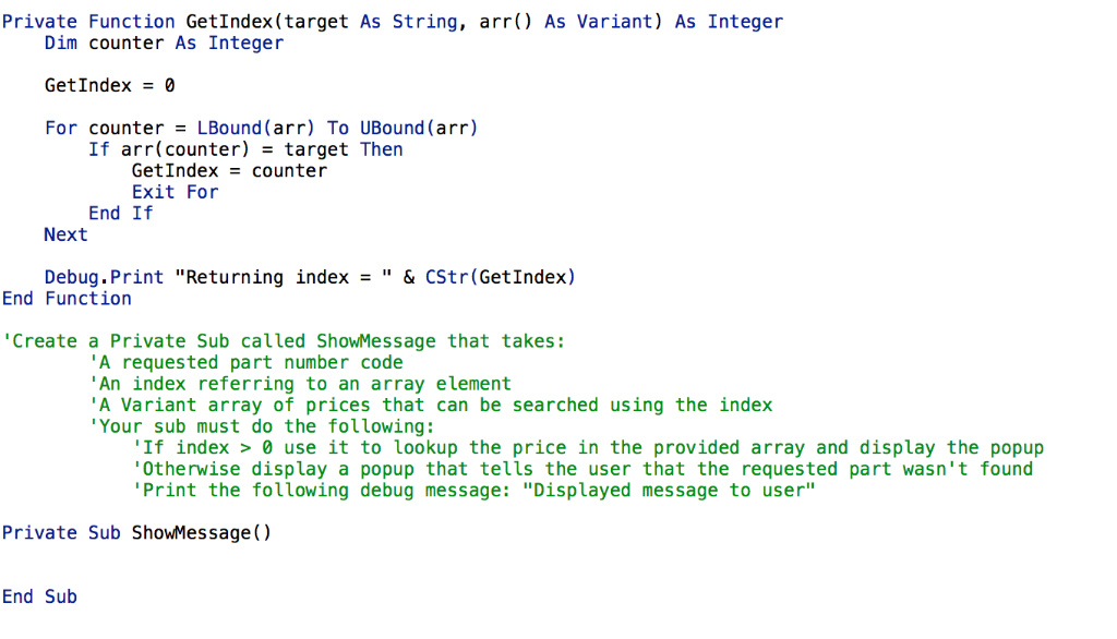 part, if that part exists in the list. In this version, you