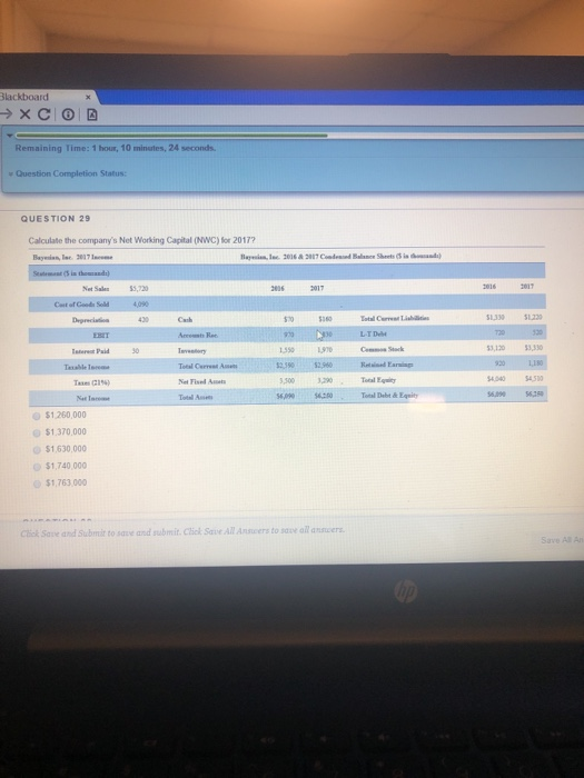  x Blackboard = x C @ 2 Remaining Time: 1 hour,