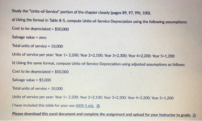  Study the "Units-of-Service" portion of the chapter closely (pages 89, 97,99t,