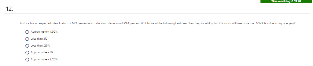 12 12. A stock has an expected rate o return of 14.2