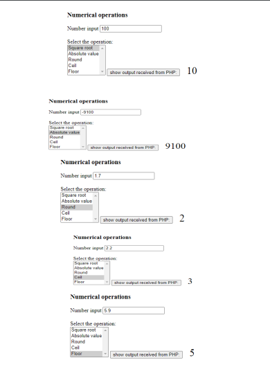 5 functionalities for numeric input and 5 functionalities for string input. Where