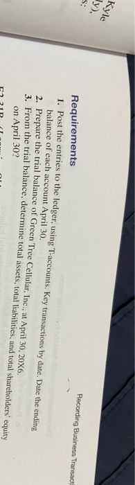 each transaction. E2-29B. (Learning Objectives 2, 3: Understanding how accounting works; journalizing