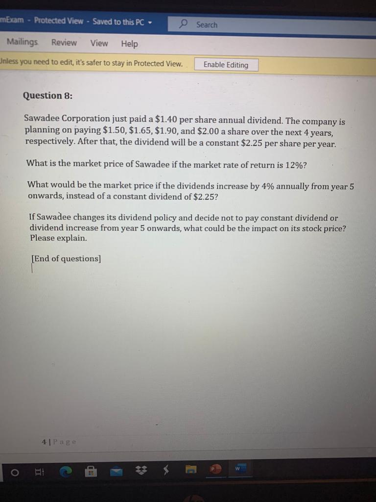 mExam - Protected View - Saved to this PC- Search Mailings