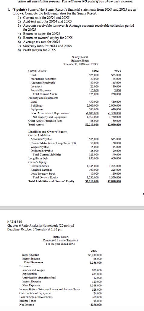 Show all calculation process. You will earn NO point if you