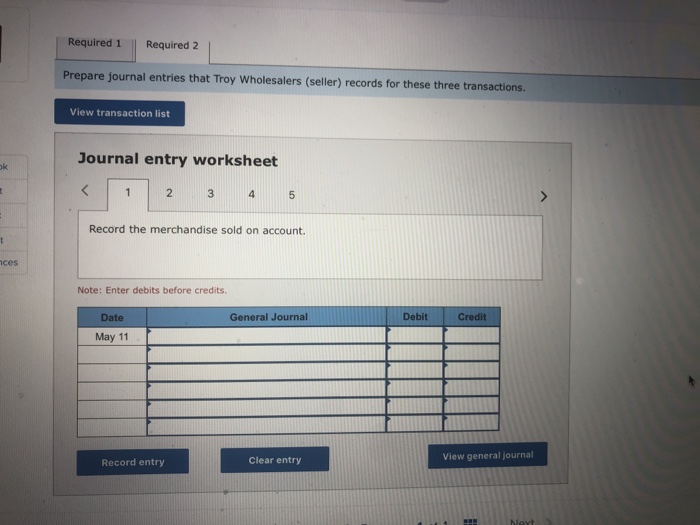 and Troy Wholesalers (seller) enter into the following transactions. May 11 Sydney