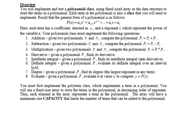 Data Structures in C++: Algebra and Calculus on Polynomials The files: https://www.dropbox.com/s/14dfijvf22r0pel/P1.zip?dl=0