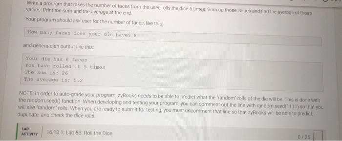  Write a program that takes the number of faces from the