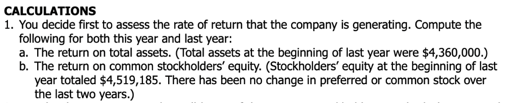  Need help with Question 1.) Please THANKS A BUNCH! CALCULATIONS 1.