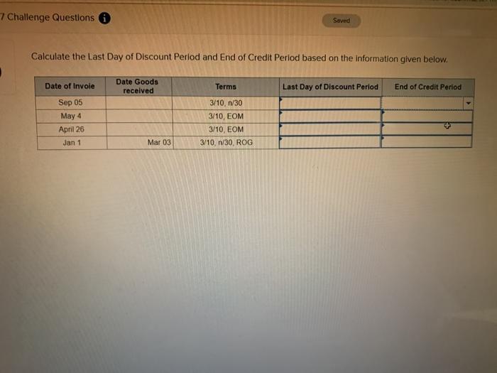 please answer due in an hour 7 Challenge Questions Saved Calculate the