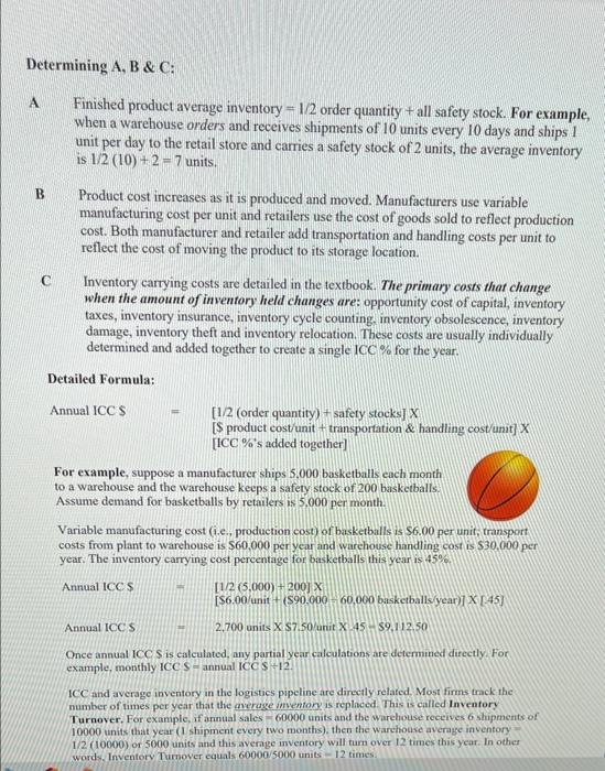 fill in blanks Determining A, B & C: A Finished product average