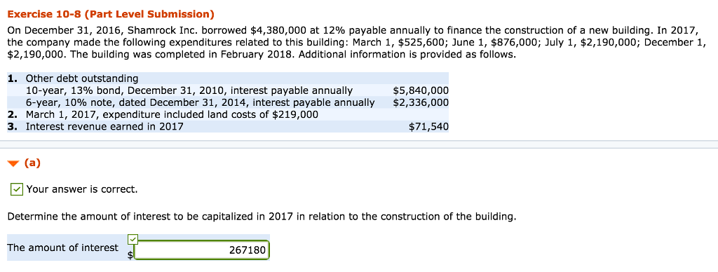 i need help soving part B please!! Exercise 10-8 (Part Level