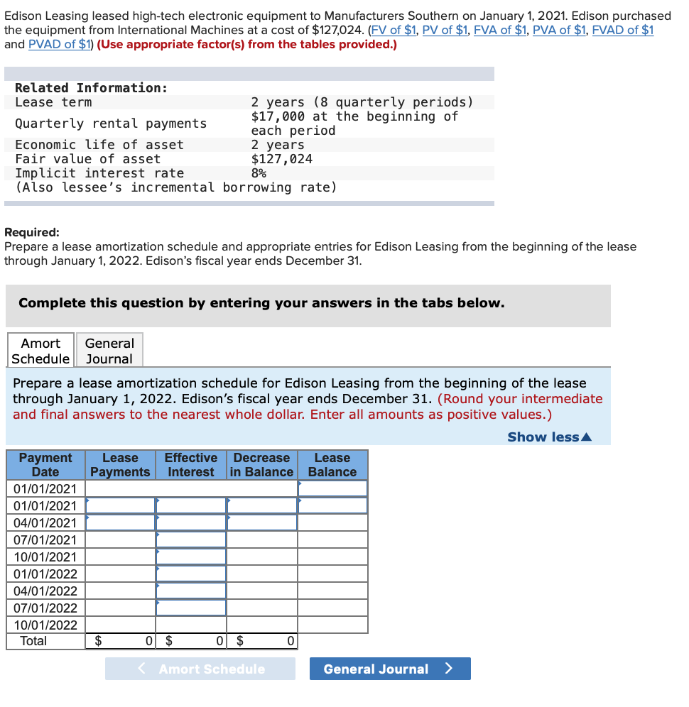  Requirement 2: General Journal --- Prepare the appropriate entries for Edison