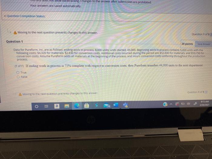  Hot allow backtracking. Changes to the answer after submission are prohibited.