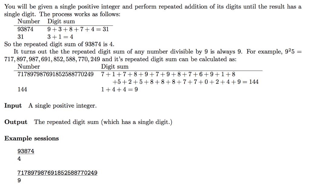 Please write in Python 3 You will be given a single positive