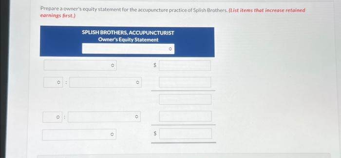 the month of September, 2020 . Prepare a owner's equity statement for