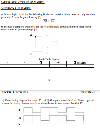  PART B: STRUCTURED 65 MARKS QUESTION 110 MARKSI a). Draw a