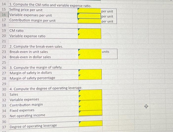 Incorporated: Required: Use the data to answer the following. (Use cells A4