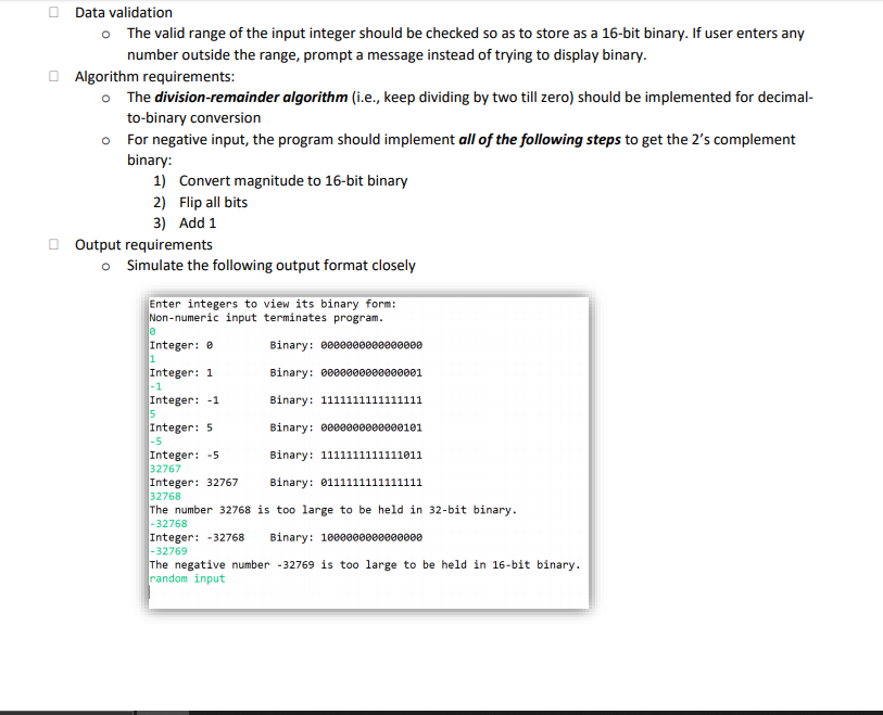 16 bit binary. Attached in the photos are the specific instructions. I