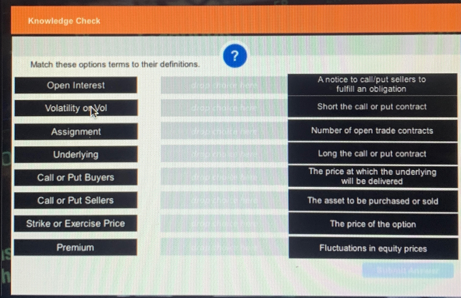  Knowindgo Chack Match these options terms to their definitions. Assignment Underlying