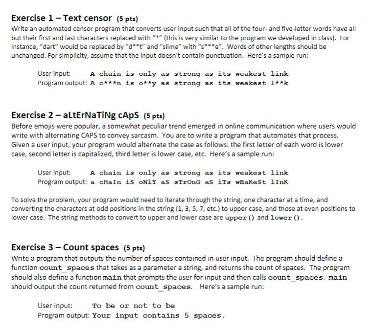 python pls Exercise 1 - Text censor (5 pts) Write an automated