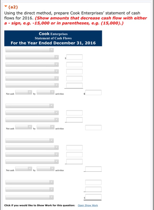 2016. He has completed the comparative balance sheets and income statement, which