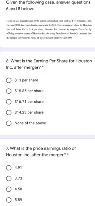  Given the following case, answer questions 6 and 8 below: Houston