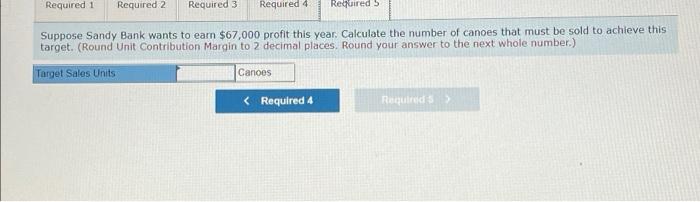 4. Calculate Sandy Bank's break even point in units and in sales