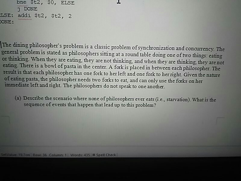 The dining philosopher's problem is a classic bne t2, $0, ELSE ;