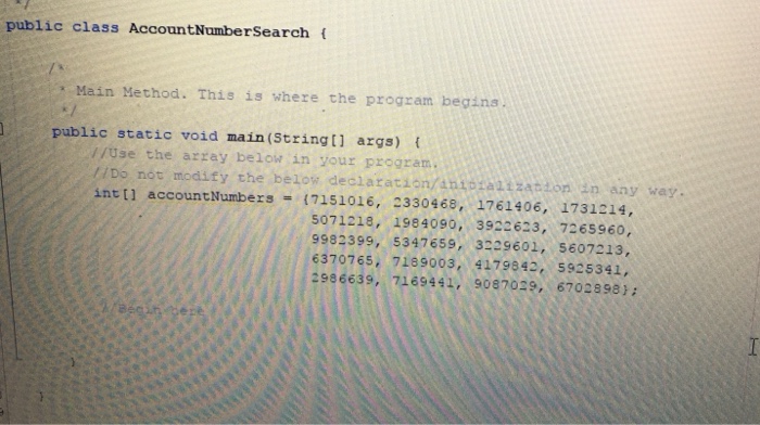 use in the actual program Please do not use the array object