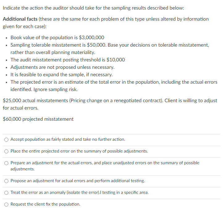results described below: Additional facts (these are the same for each problem
