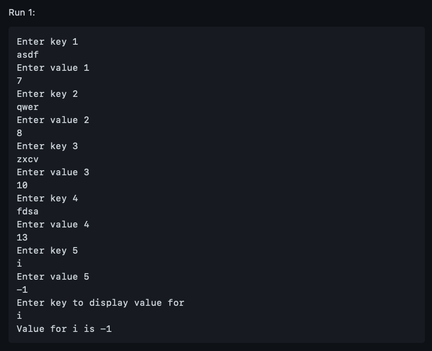 of length 5 (I named mine keys ) - An array of