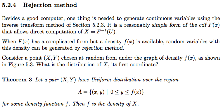 Using the Rejection Method in section 5.2.4, Algorithm 5.4, code (preferably in