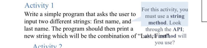  Using java to make a program Activity 1 Write a simple