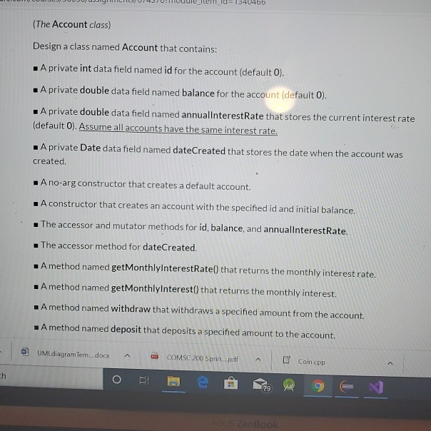java PUUTTURE IU 1540466 (The Account class) Design a class named Account