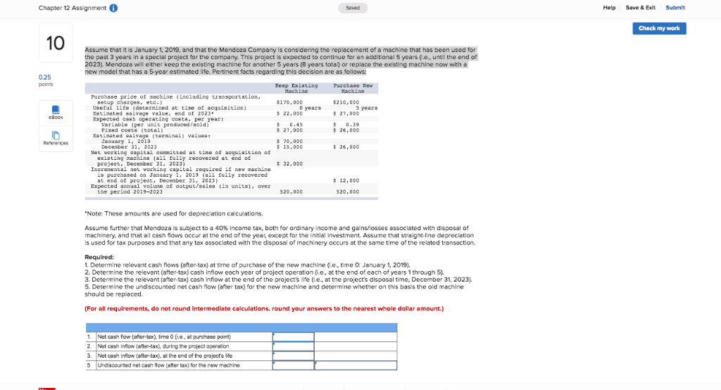  Chapter 12 Assignment Help Save&Exit Submit Seved Check my work 10