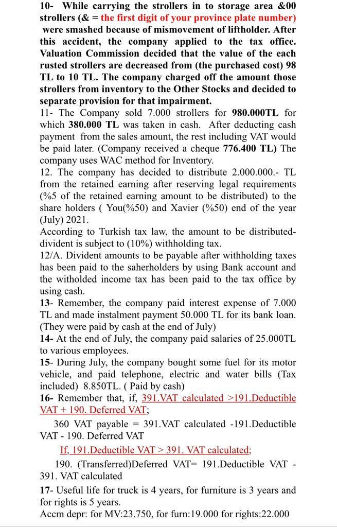order to have balanced sheet of YOUR COMPANY. (5 points) BALANCE SHEET