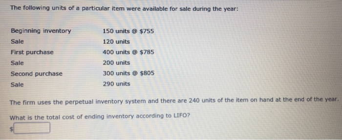 29 units 15 Purchase 37 units @ $20 24 Sale 19 units