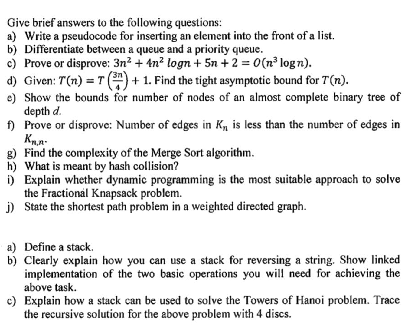  a) Define a height baianced binary search tree. b) Show that