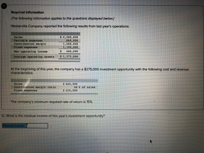 last years operations: Sales Contribution nargin Fixed expenses Net operating income $
