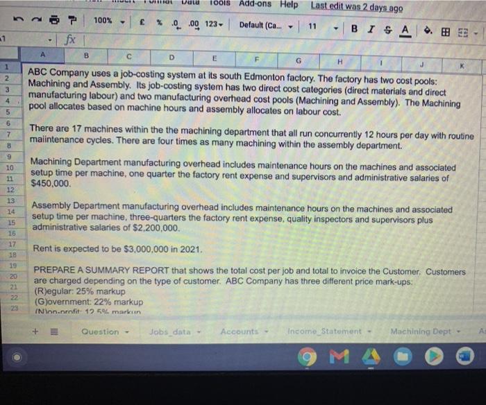  I need to make a summary report and total cost per